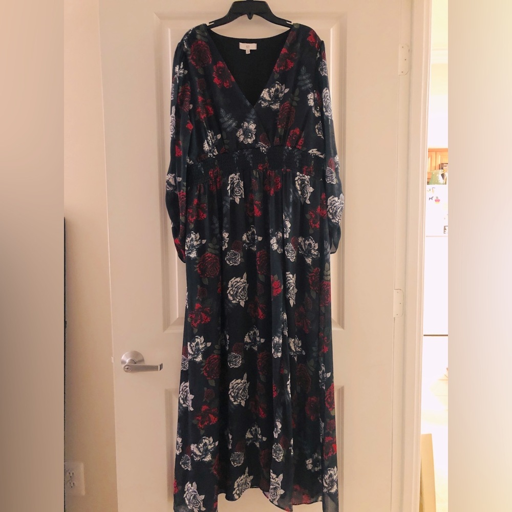 Floral Print Thigh Slit Maxi Dress